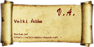 Velki Ádám névjegykártya